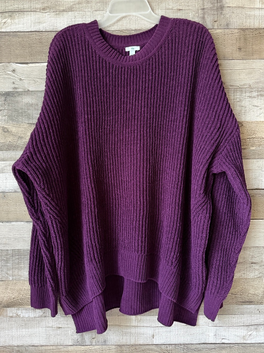 Dip Purple Chunky Ribbed Knit Oversized Hi-Low Sweater 2X NWT - Picture 3 of 16